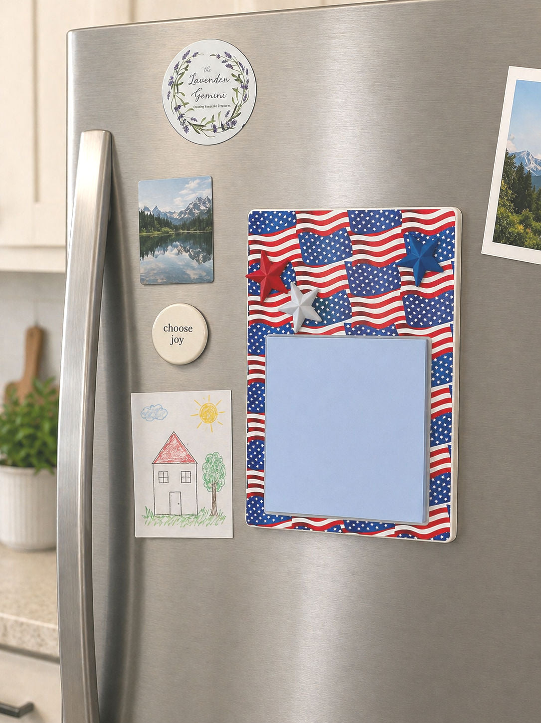 Handmade Patriotic Flags Sticky Note Holder