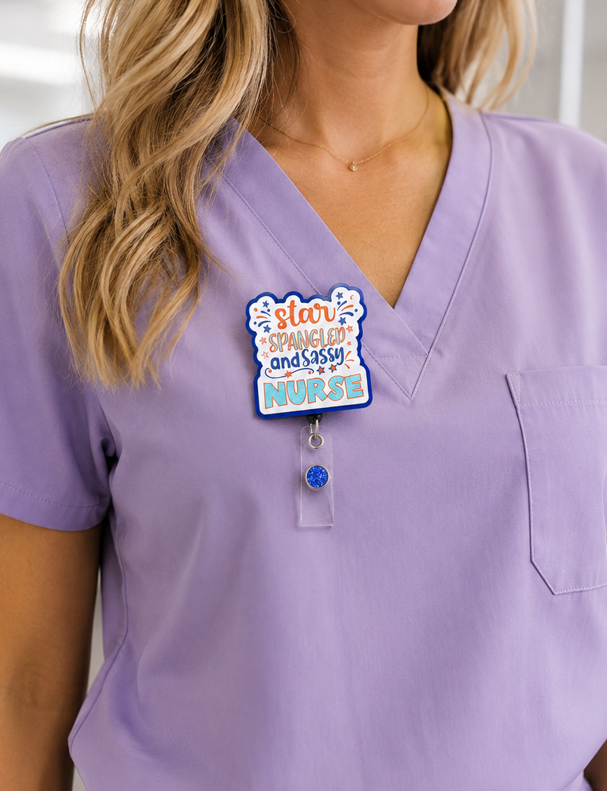 Handmade Patriotic Nurse Badge Reel