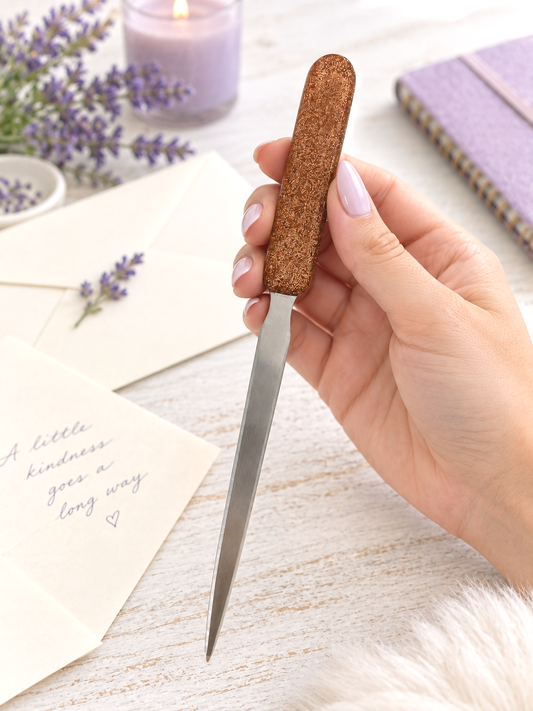 Handmade Dark Rose Gold Glitter Letter Opener
