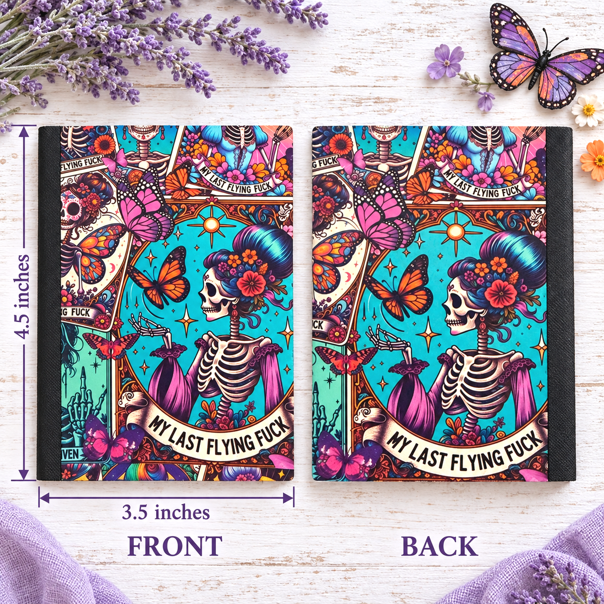 Decorative Vinyl Covered MINIATURE Composition Notebook Butterflies and Bad Words