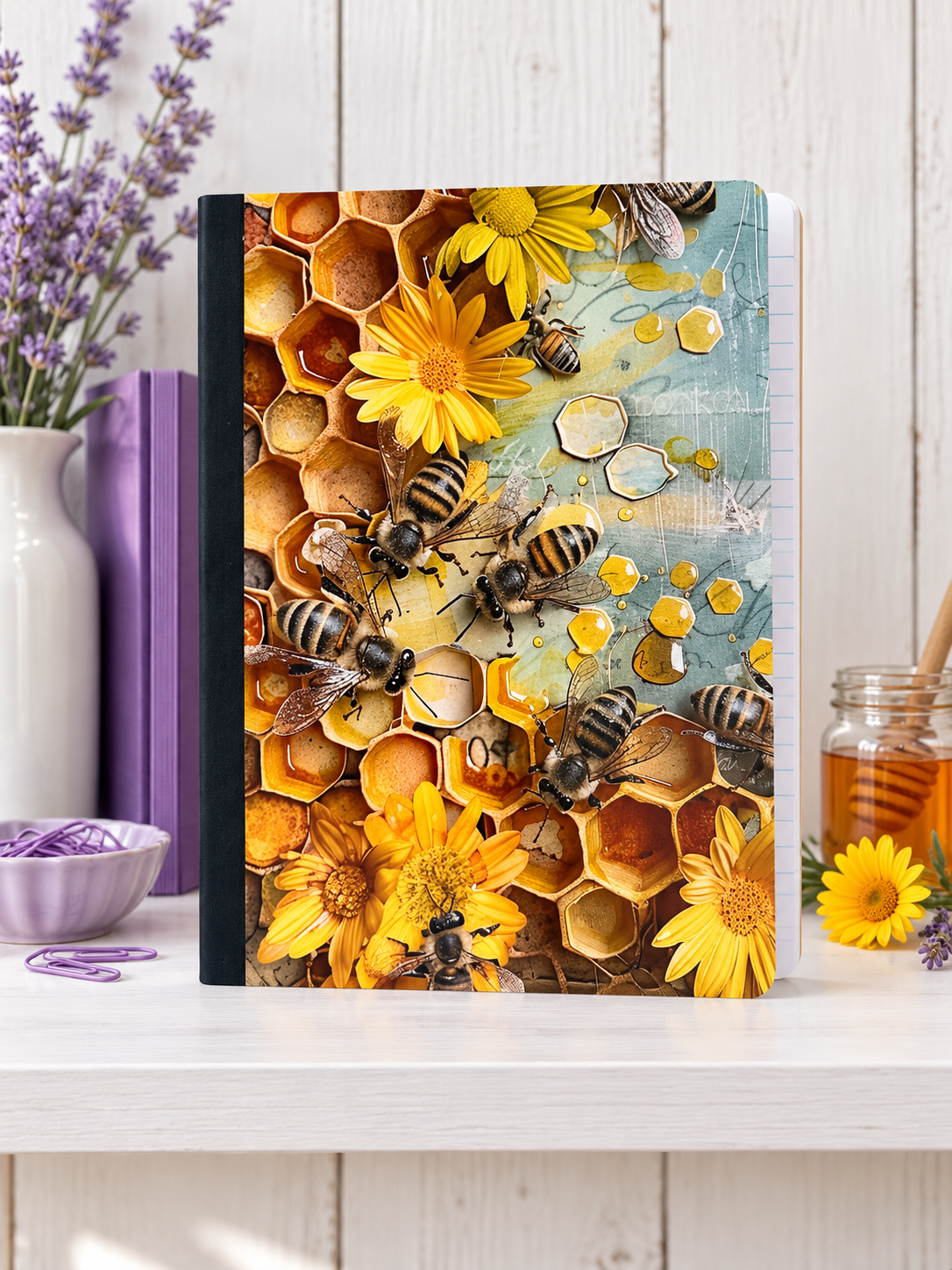 Decorative Vinyl Covered Composition Notebook Honey Bees