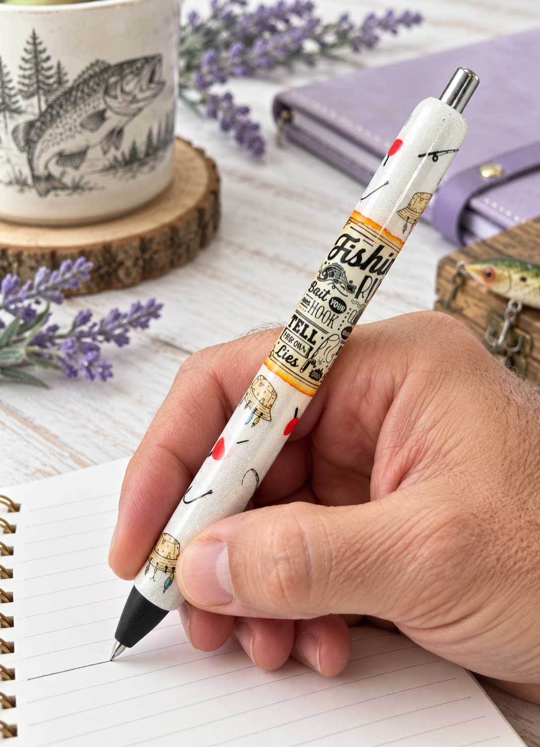 Handmade Fishing glitter pen with free refill