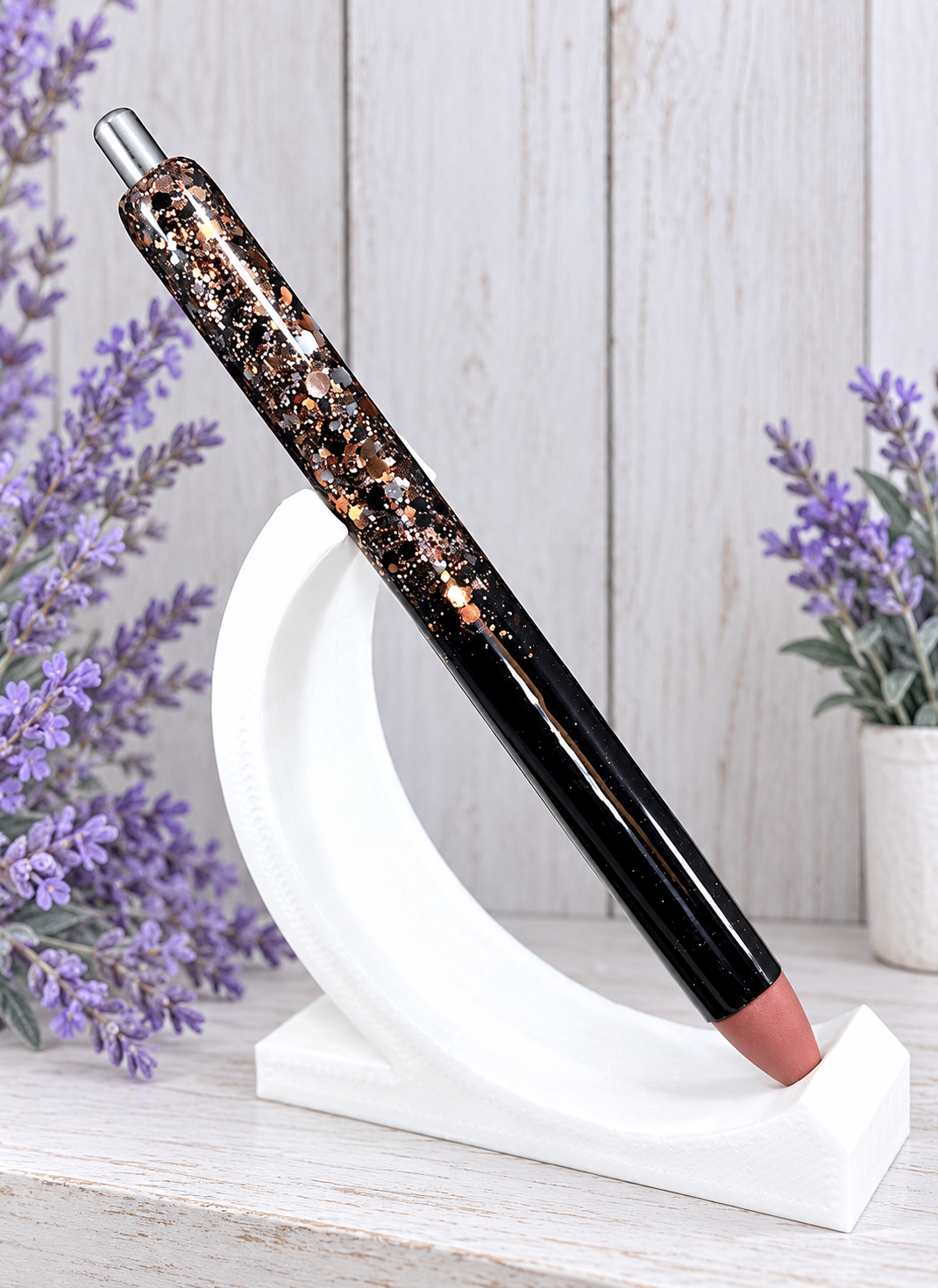 Handmade Dark Gold, Brown and Black  Ombre glitter pen with free refill