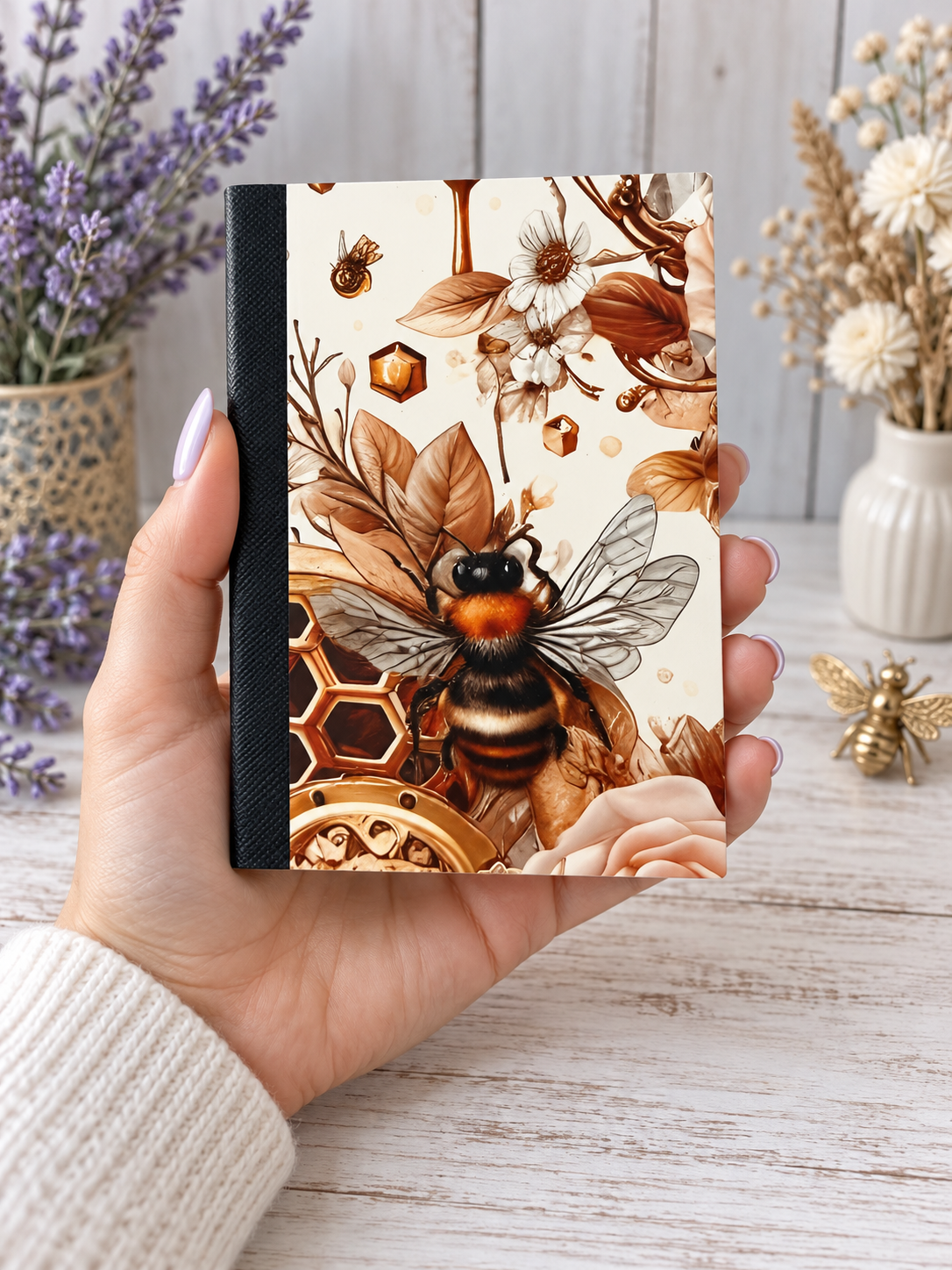 Decorative Vinyl Covered MINIATURE Composition Notebook Honeybee