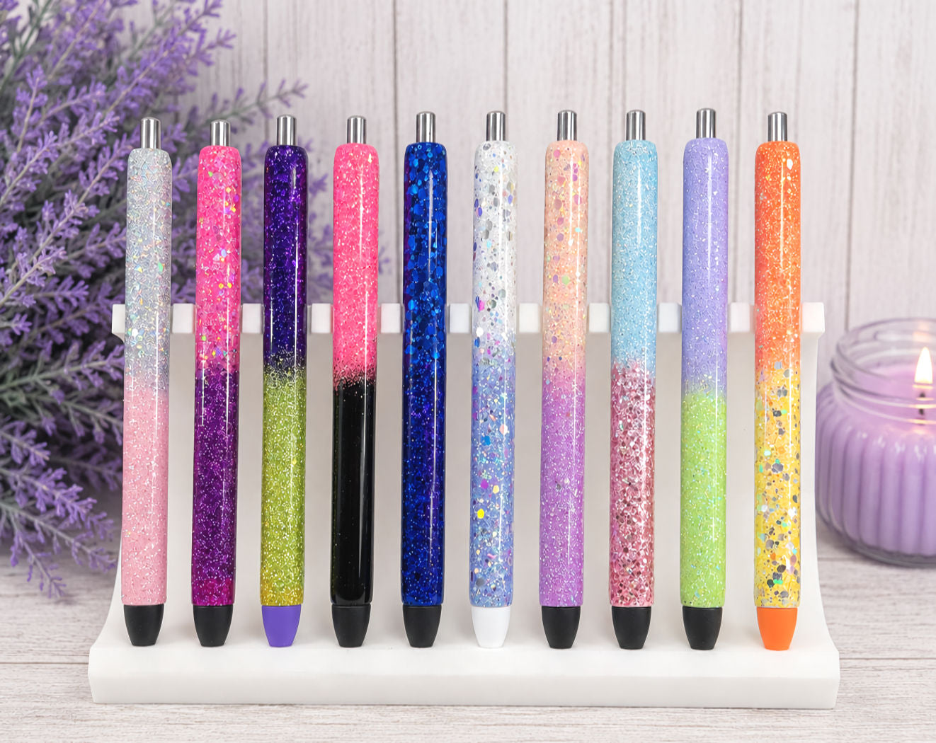 Handmade Blue and Purple ombre glitter pen with free refill