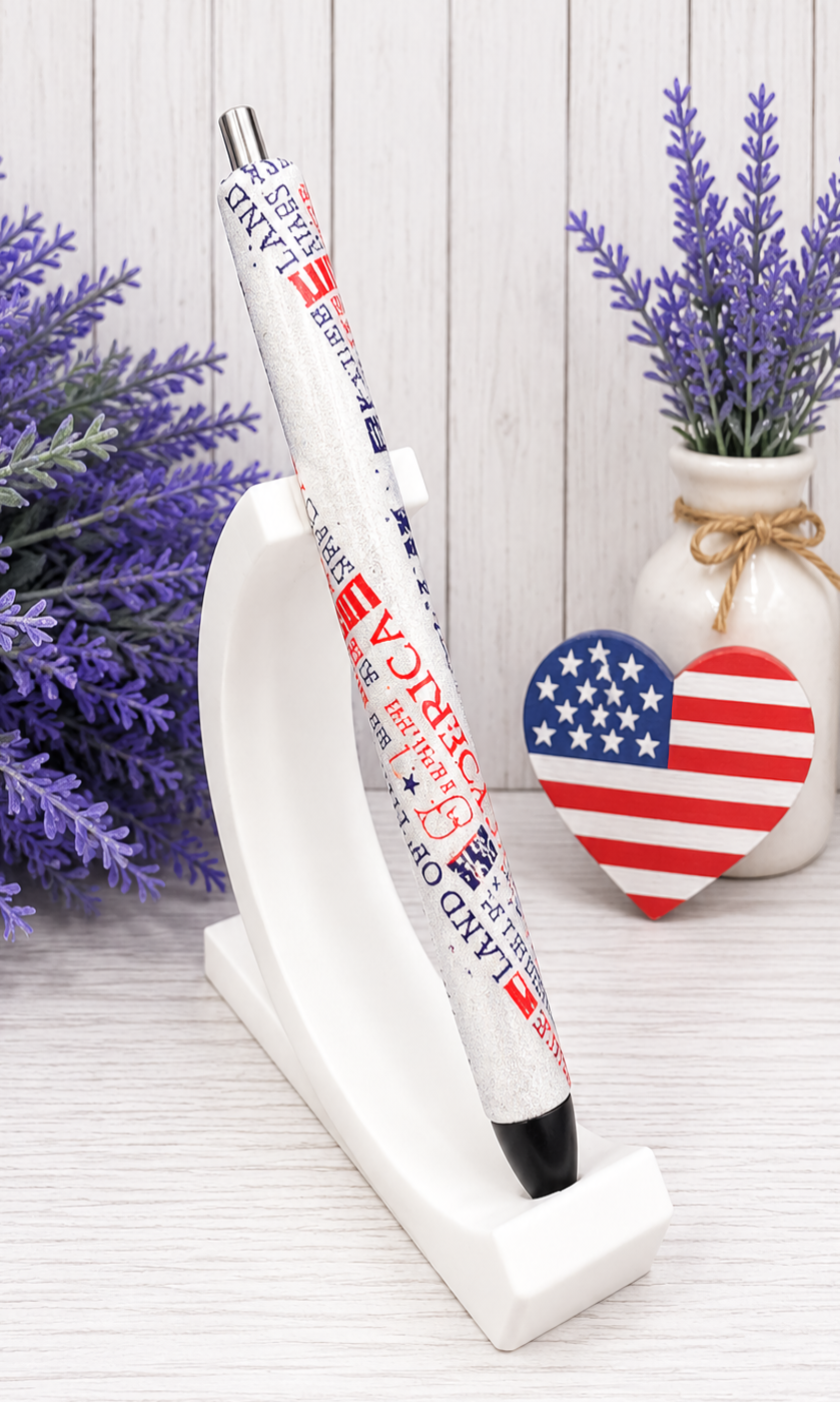 Handmade United States patriotic Washi Tape glitter pen with free refill