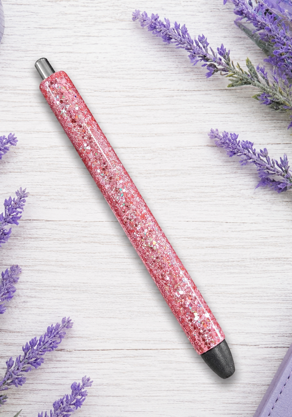 Handmade Pink Mini Chunk glitter pen with free refill