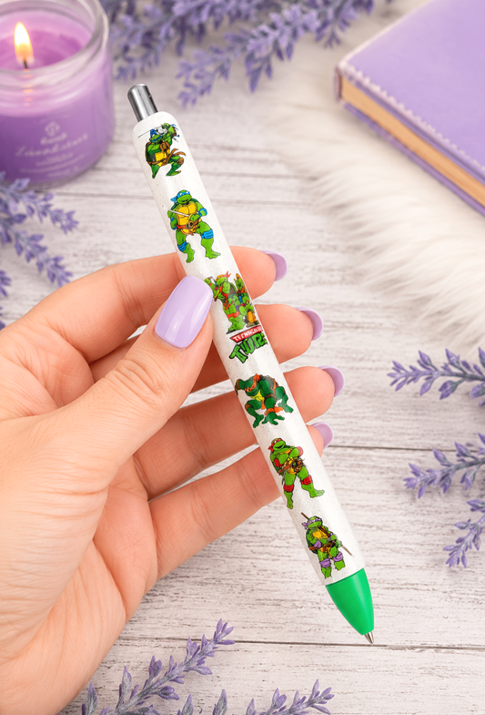 Handmade Ninja Turtles glitter pen with free refill