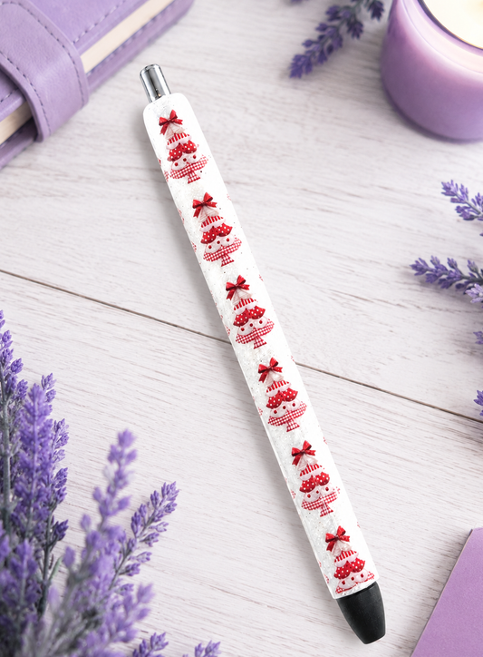 Handmade Patchwork Christmas Trees glitter pen with free refill