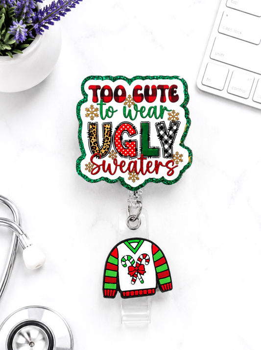 Handmade Christmas Ugly Sweater  Badge Reel