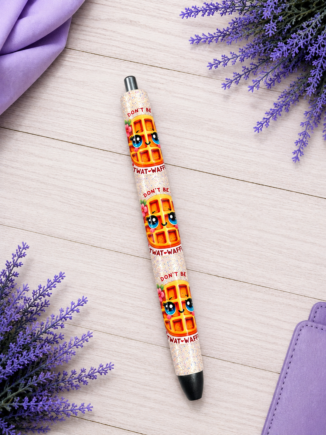 Handmade Don't Ba A Twatwaffle glitter pen with free refill
