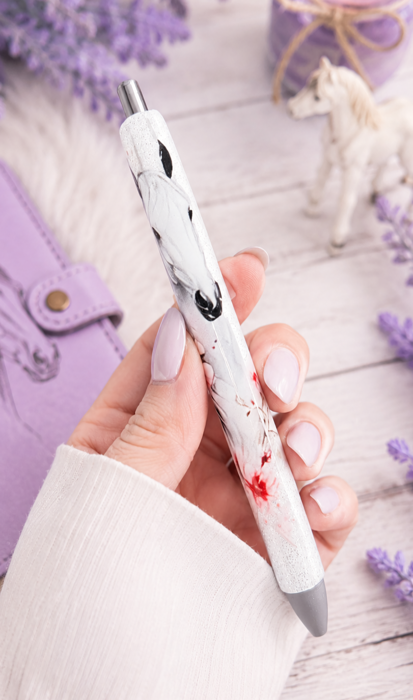 Handmade Horse with flowers glitter pen with free refill 3