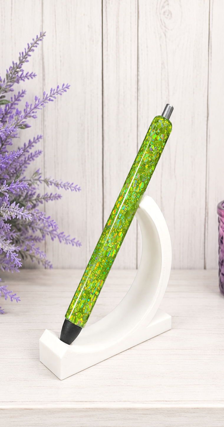 Handmade Green Holographic glitter pen with free refill