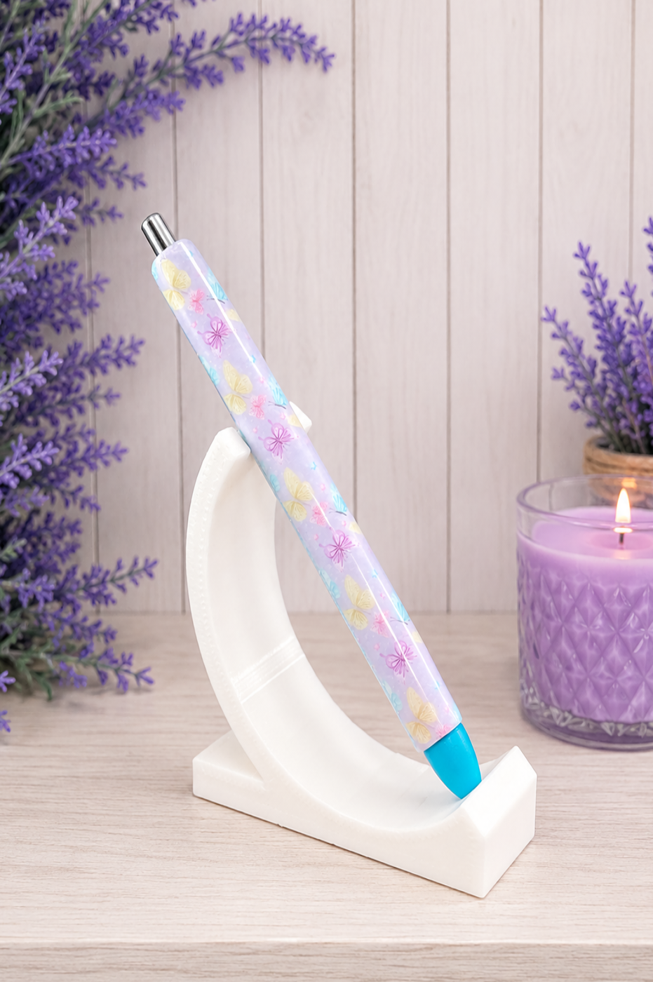 Handmade Pastel Butterflies with pink & blue glitter mix pen with free refill