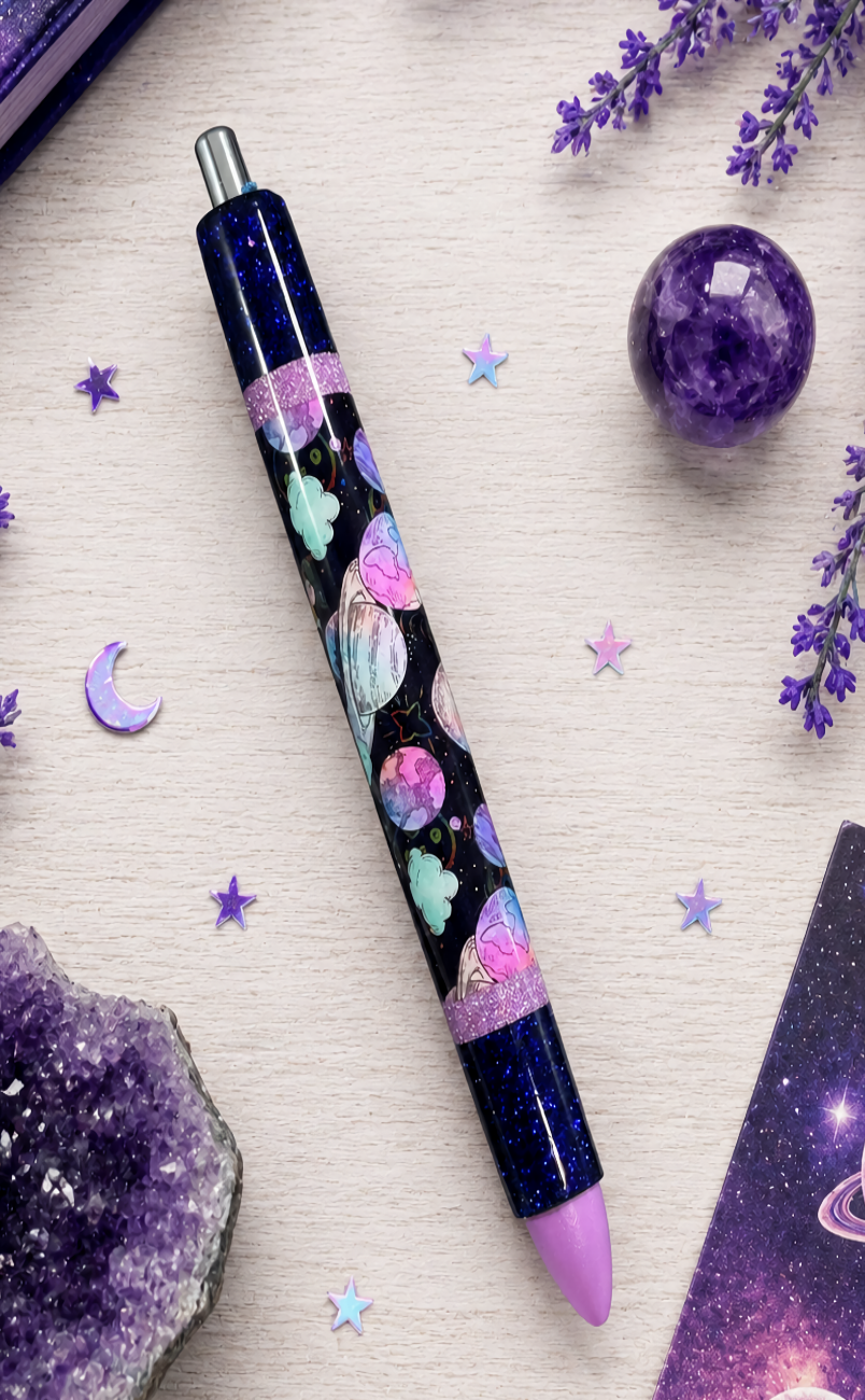 Handmade Galaxy Horizontal glitter pen with free refill