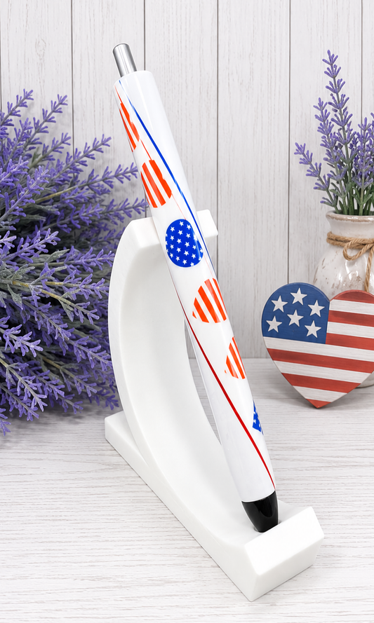 Handmade Hearts patriotic Washi Tape glitter pen with free refill