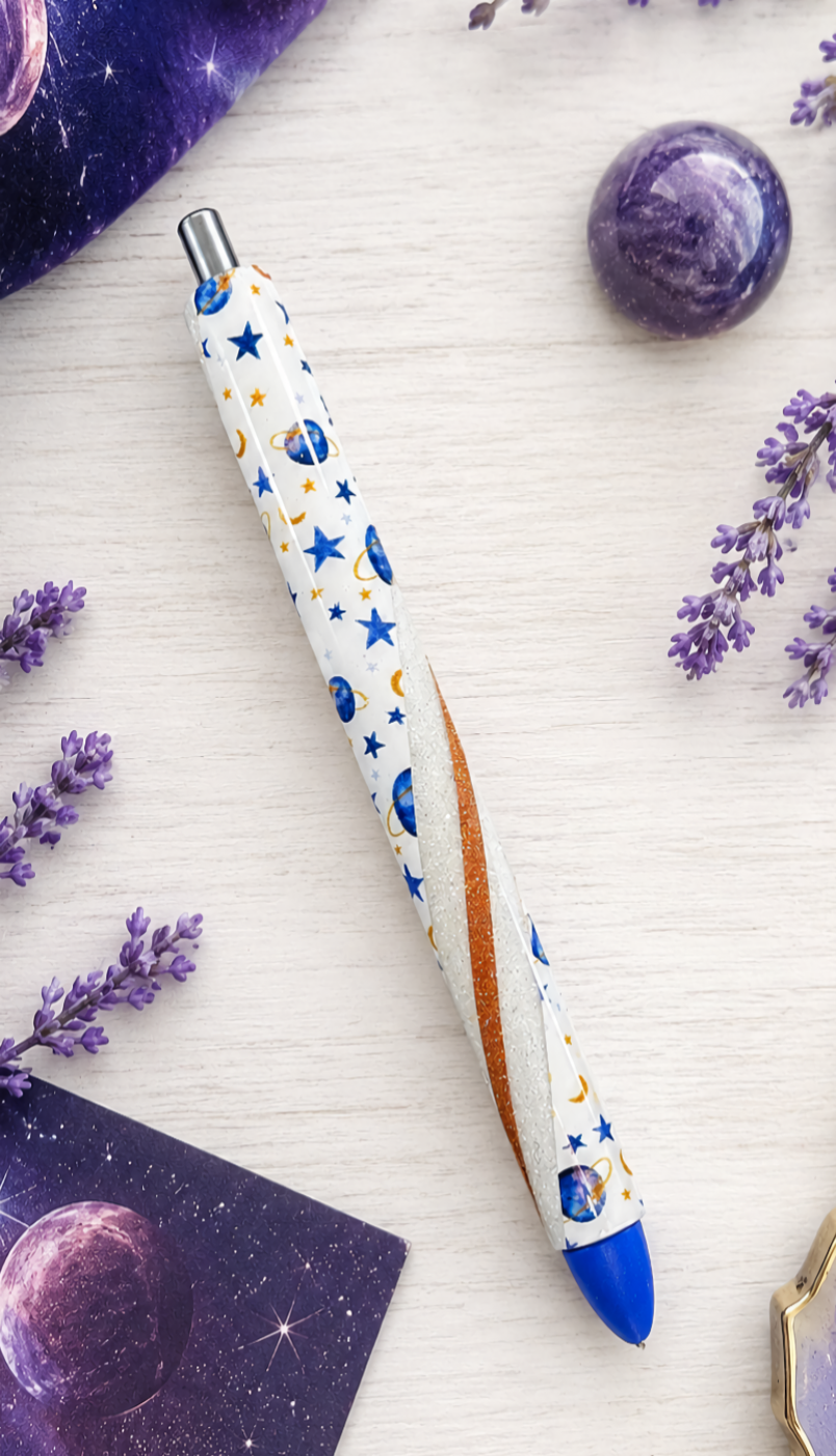 Handmade Planets and Space glitter pen with free refill 2
