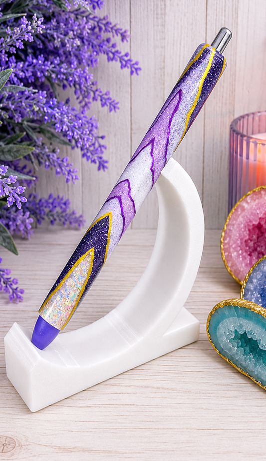 Handmade Purples Geode design glitter pen with free refill