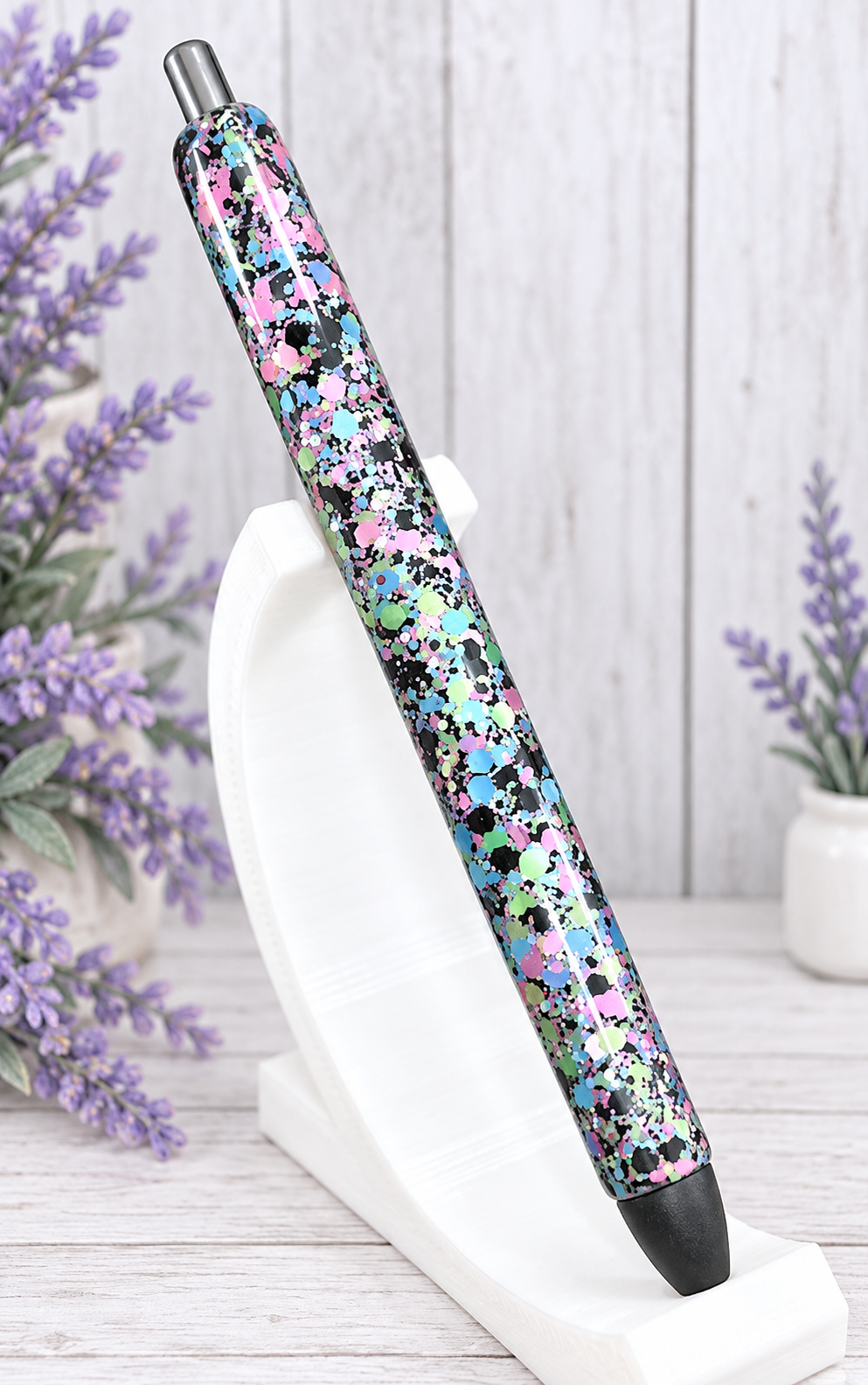 Handmade Black and multi color mix glitter pen with free refill