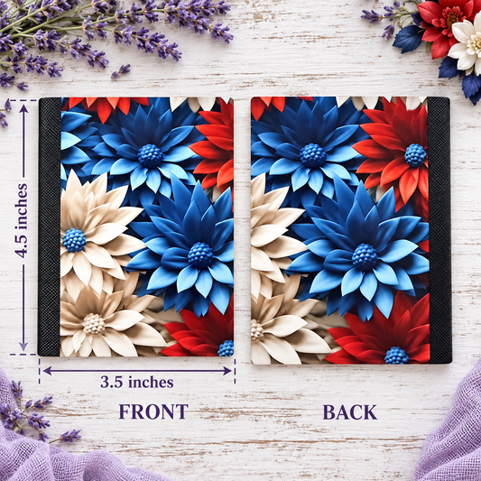 Decorative Vinyl Covered MINIATURE Composition Notebook Patriotic Flowers