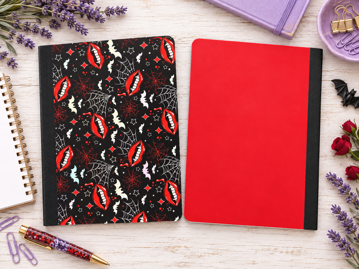 Decorative Vinyl Covered Composition Notebook Holographic Vampire Mouth