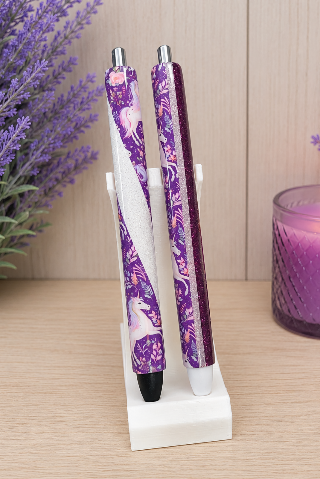 Handmade Majestic Meadows Unicorns  glitter pen with free refill