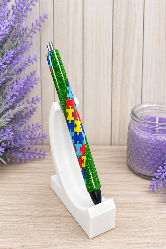 Handmade Autism Awareness glitter pen with free refill