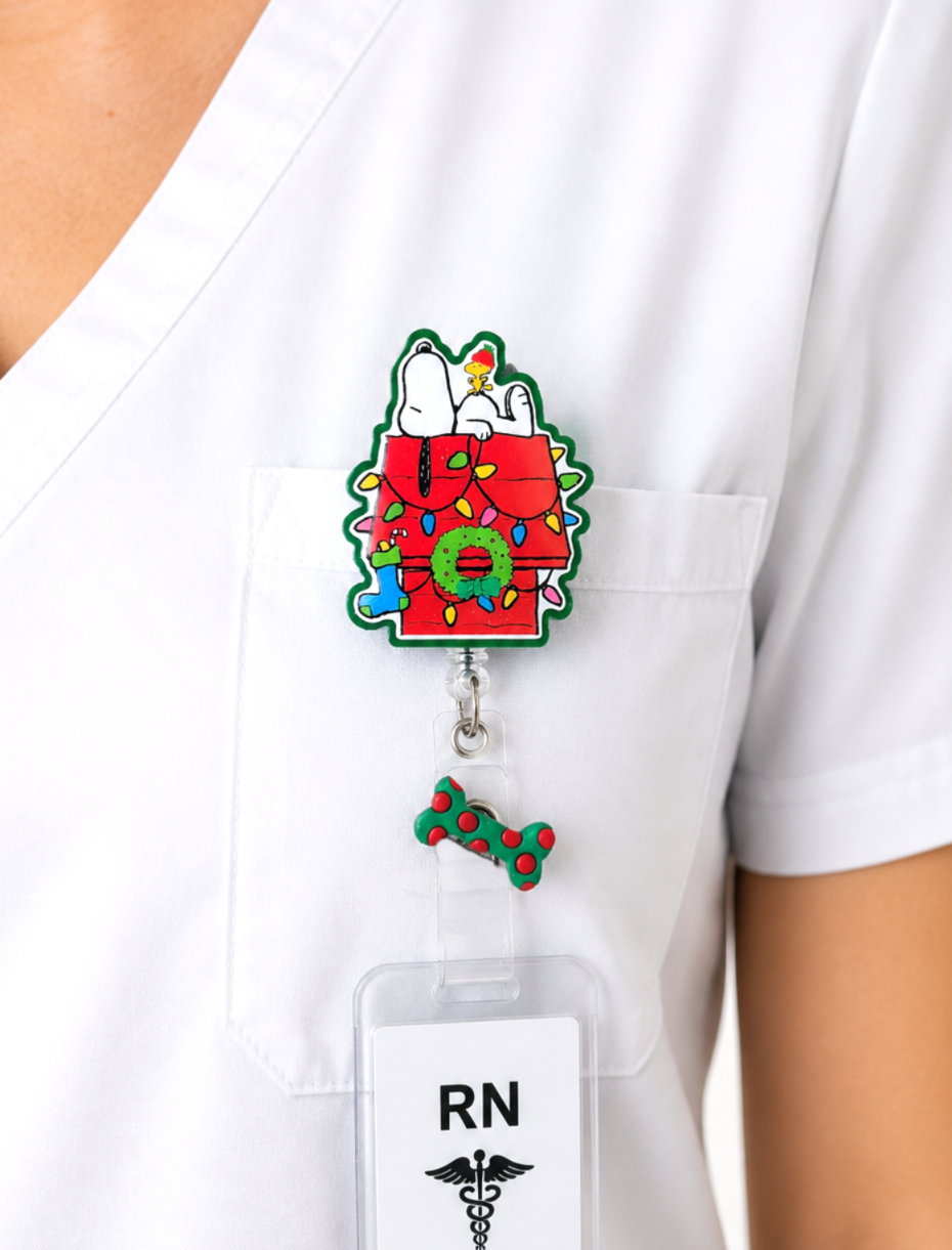 Handmade Christmas Snoopy Badge Reel