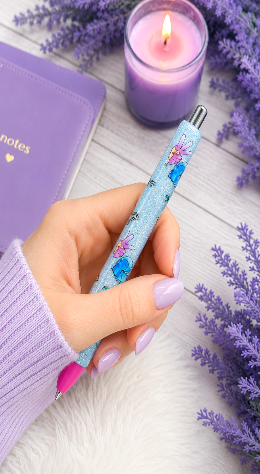 Handmade Peace Love Nursing  glitter pen with free refill
