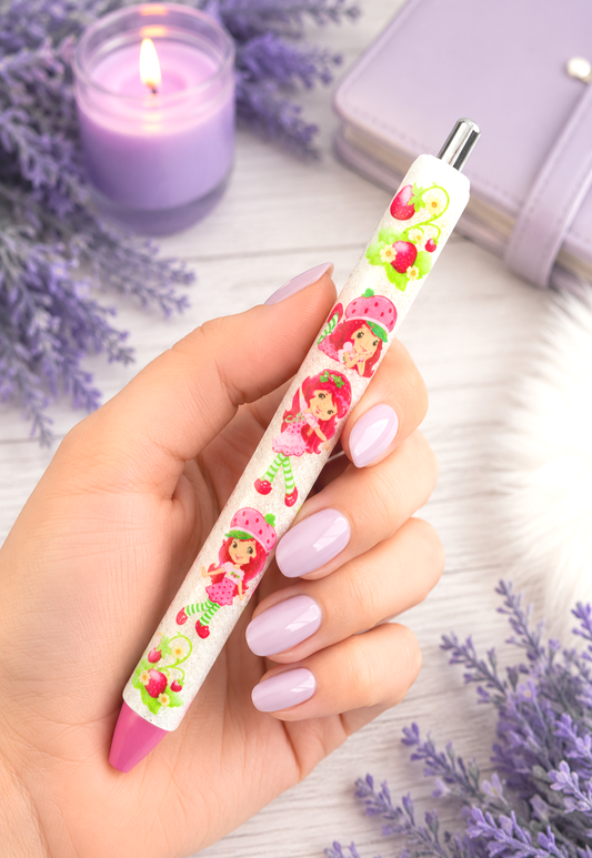Handmade Strawberry Shortcake glitter pen with free refill