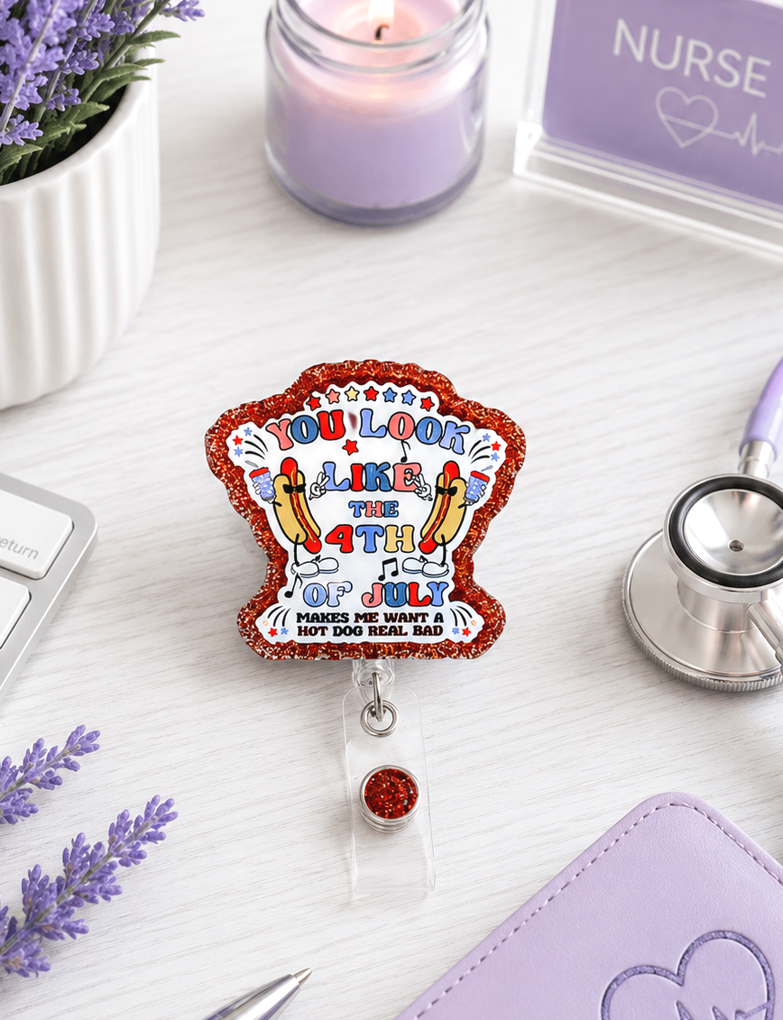 Handmade 4th of July Patriotic ID badge reel