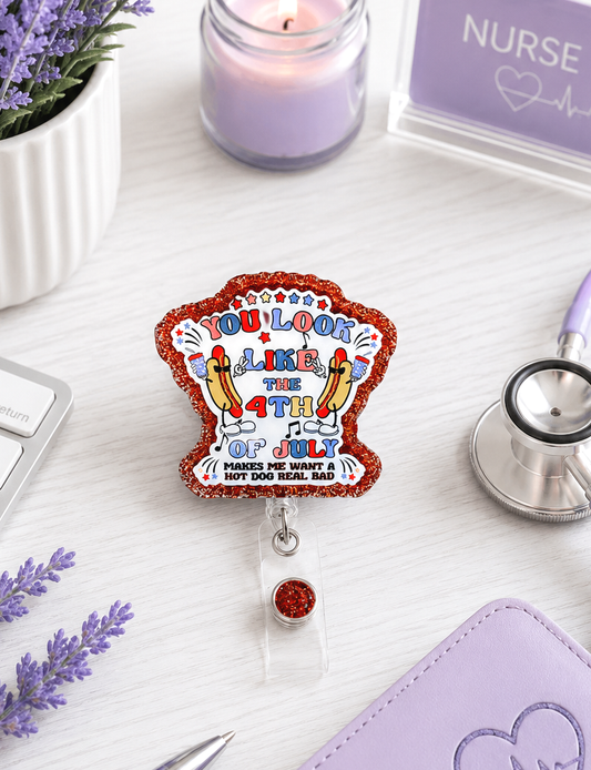 Handmade 4th of July Patriotic ID badge reel
