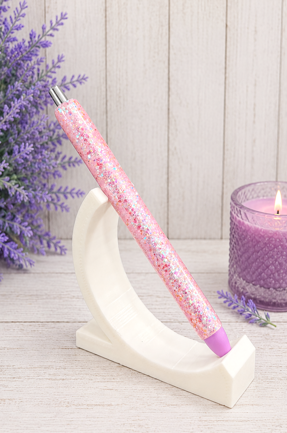 Handmade Pink glitter pen with free refill