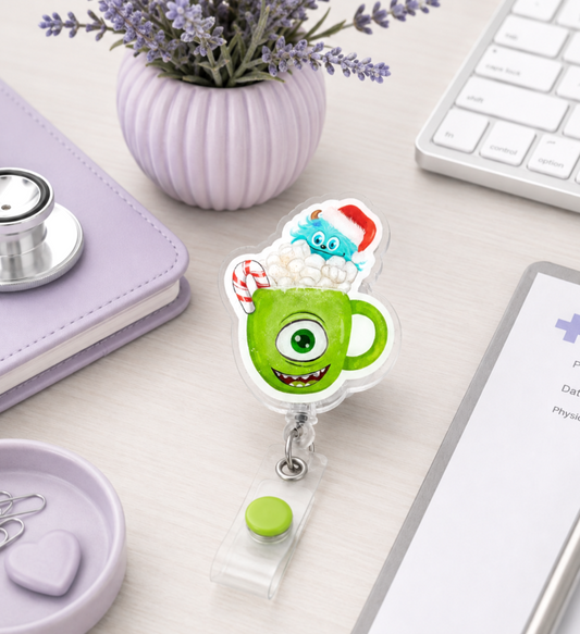 Handmade Christmas Monster Inc Badge Reel
