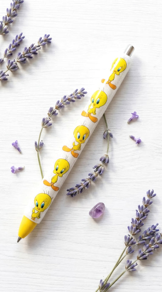 Handmade Tweety Bird glitter pen with free refill