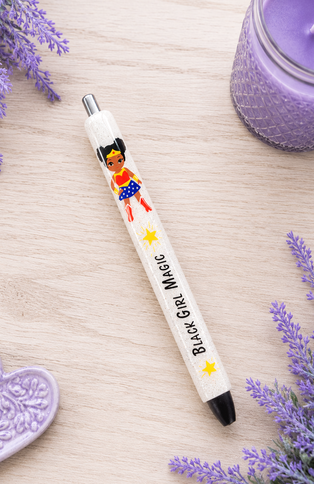 Handmade Black Girl Magic glitter pen with free refill