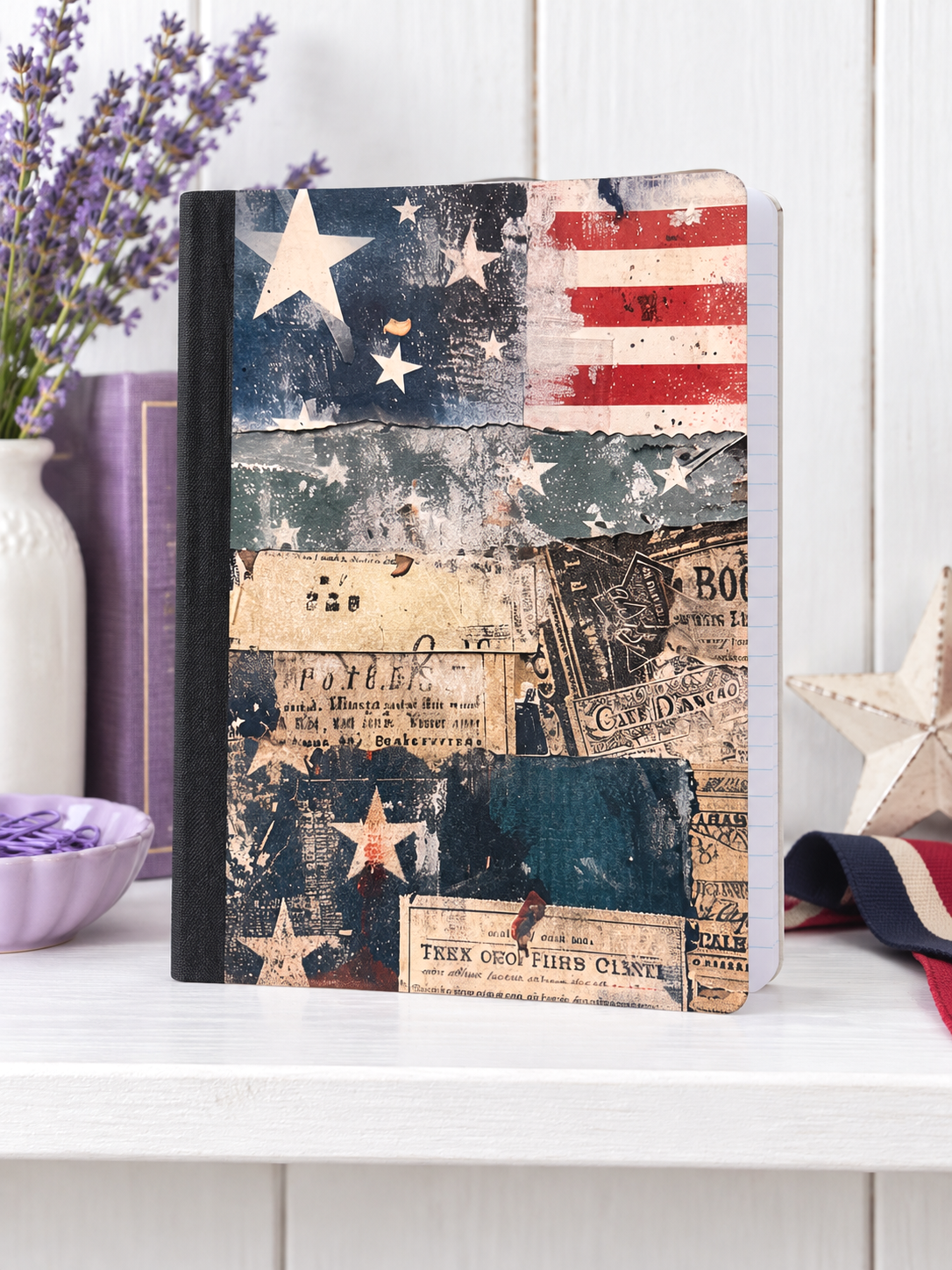 Decorative Vinyl Covered Composition Notebook Patriotic Collage