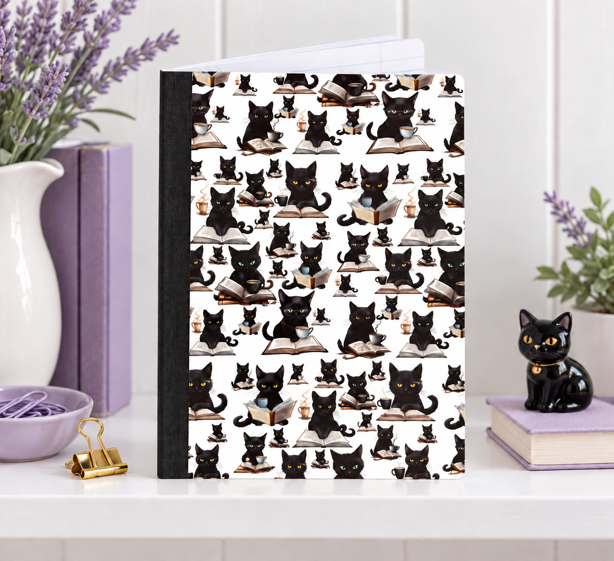 Decorative Vinyl Covered Composition Notebook Black Cats 2