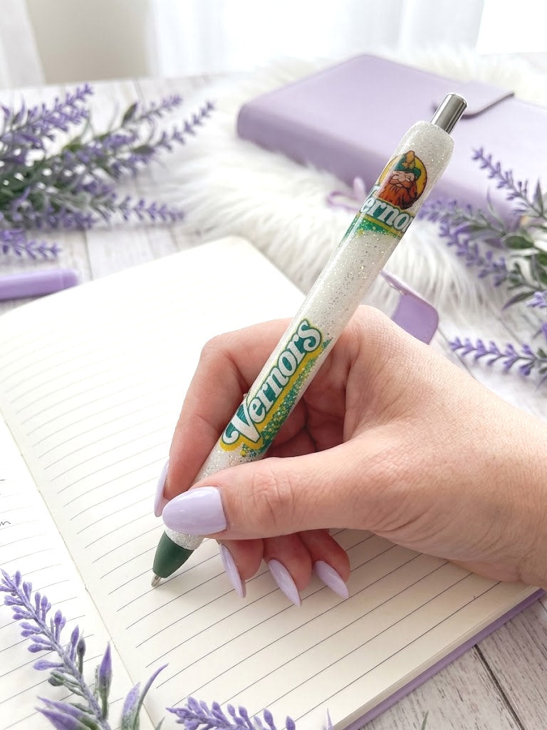 Handmade Vernors glitter pen with free refill