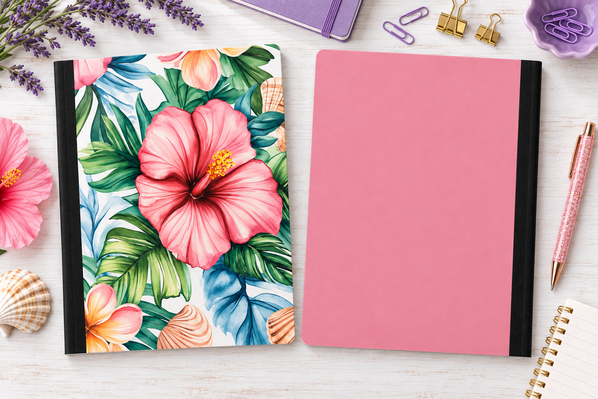 Decorative Vinyl Covered Composition Notebook BEACH HIBISCUS