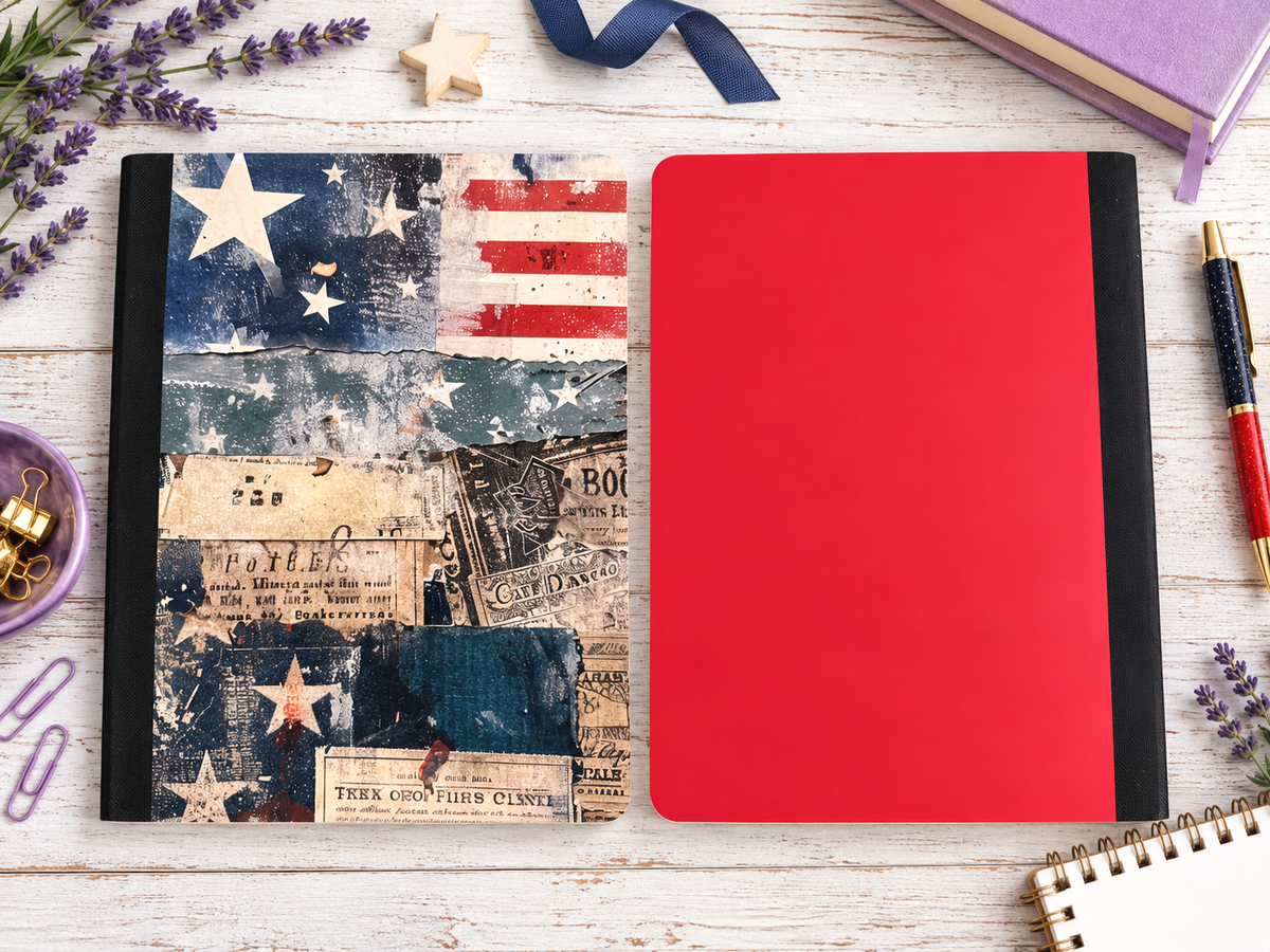 Decorative Vinyl Covered Composition Notebook Patriotic Collage