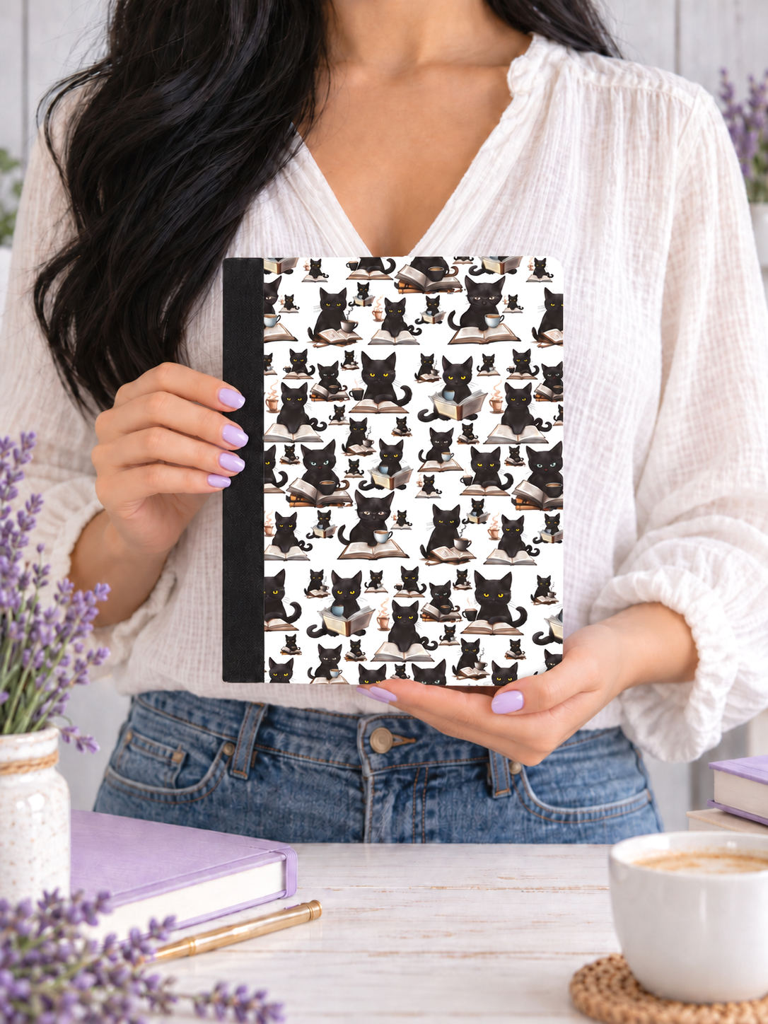 Decorative Vinyl Covered Composition Notebook Black Cats 2