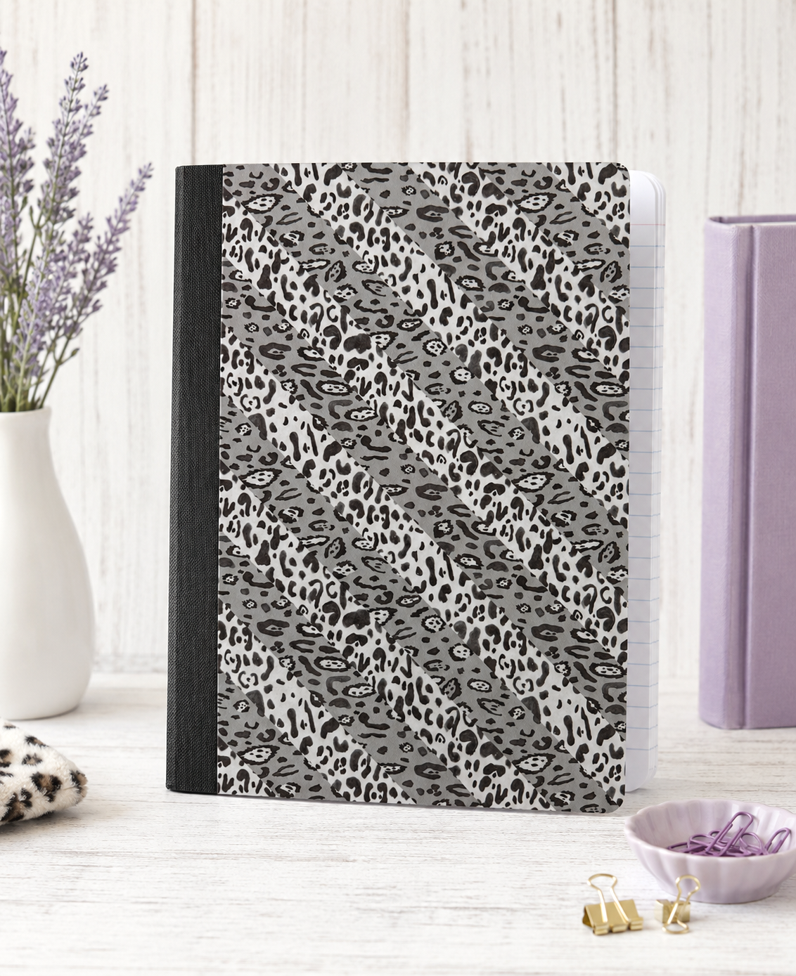 Decorative Vinyl Covered Composition Notebook Black Animal Print