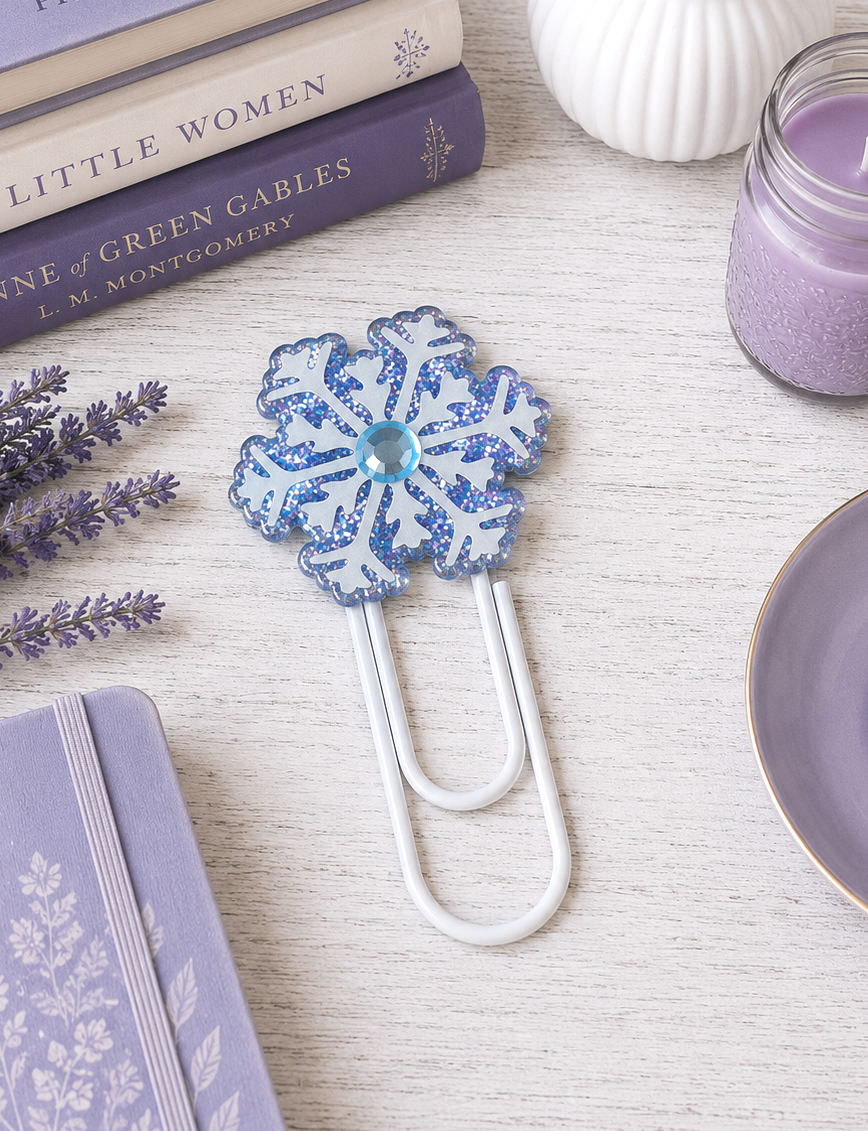 CLEARANCE Blue Snowflake Jumbo Paper Clip Bookmark