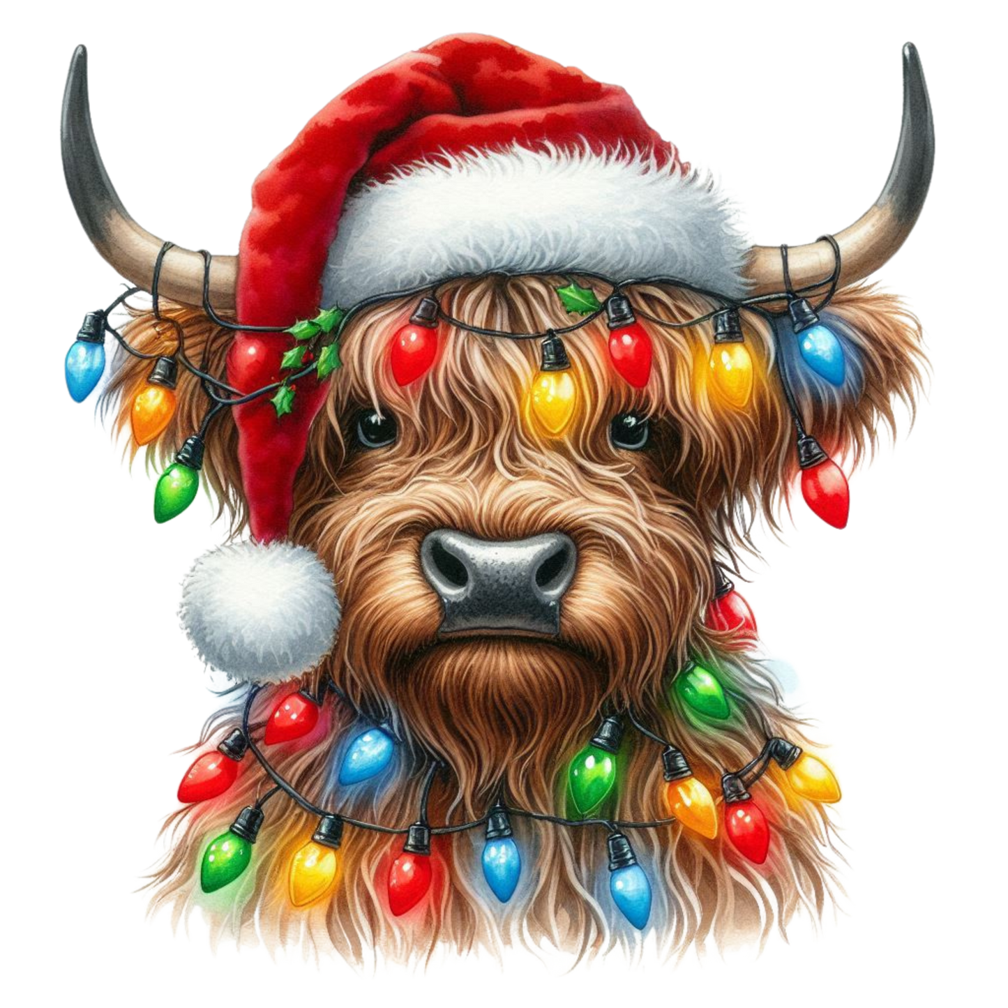 Handmade Christmas Highland Cows glitter pen with free refill