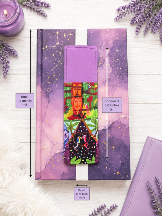 Handsewn Disney Tiki Room  Fabric  Bookmark with Accessory Pocket