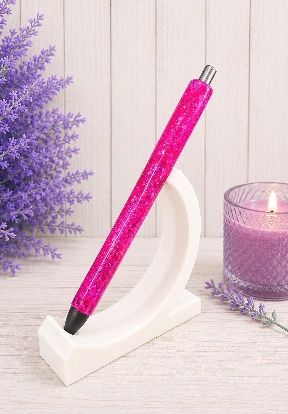 Handmade Hot Pink chunky glitter pen with free refill
