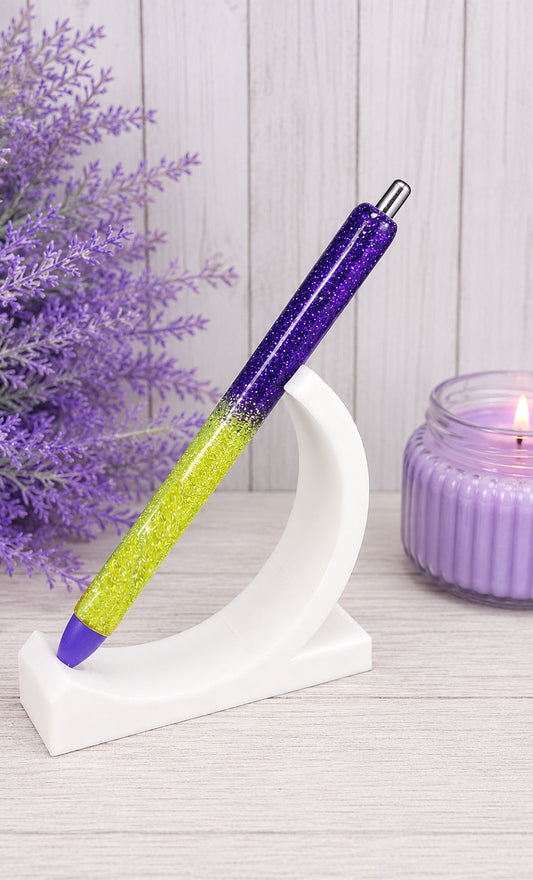 Handmade Purple and Yellow Gold ombre glitter pen with free refill