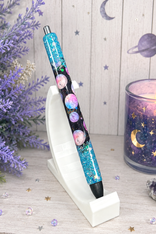 Handmade Galaxy with blue glitter pen with free refill