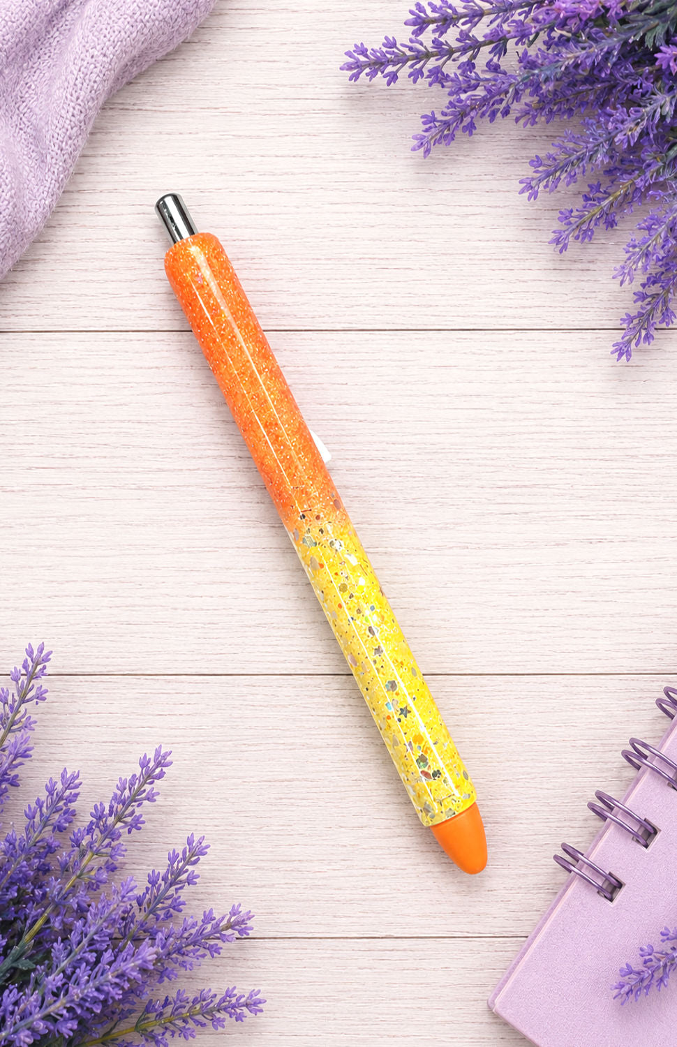 Handmade Yellow and Orange ombre glitter pen with free refill